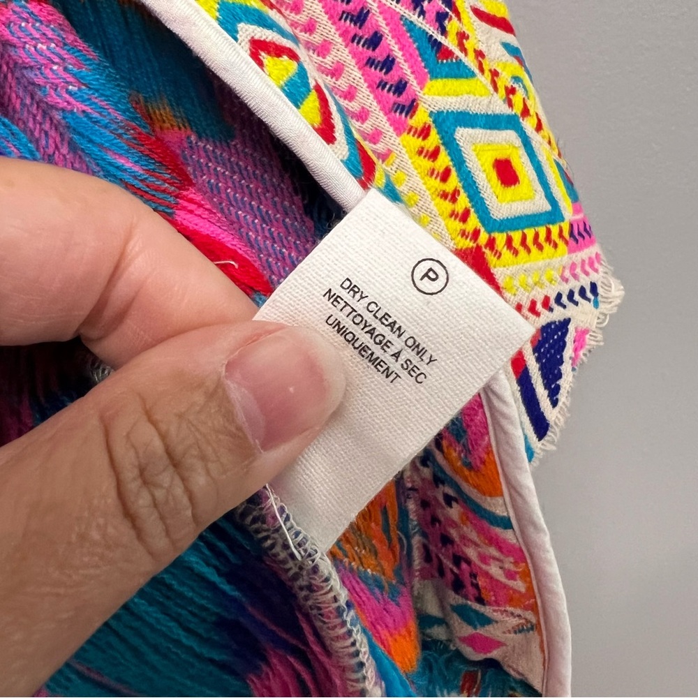 Anthropologie dRA Women’s Colorful Geo Kimono Top Size Large Made In India - Picture 6 of 9